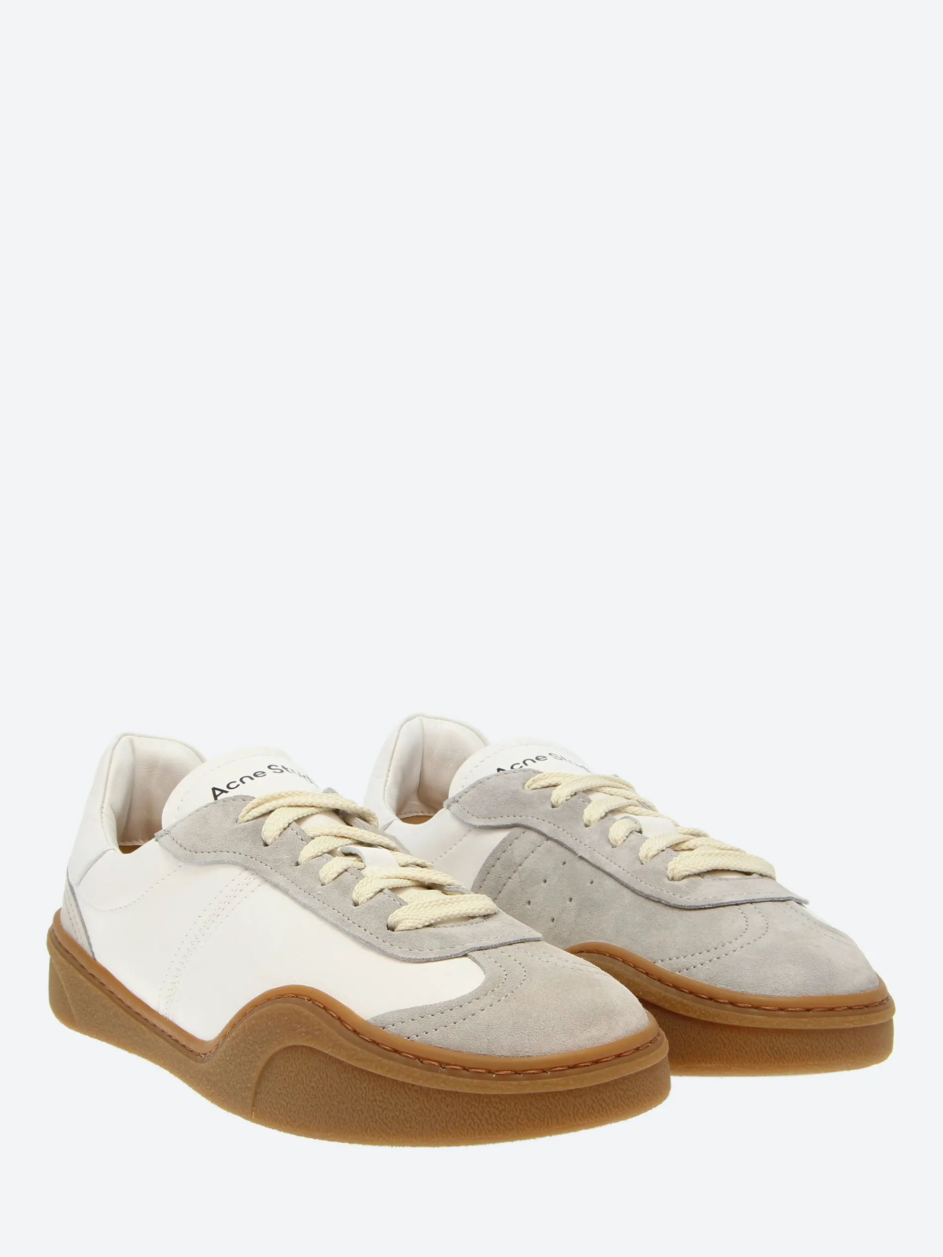 Acne Studios - Bar M Lace-Up Sneakers in White and Brown