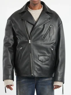 Acne Studios - Biker Leather Jacket in Black
