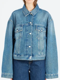 Acne Studios - Collared Button-Up Denim Jacket in Mid Blue