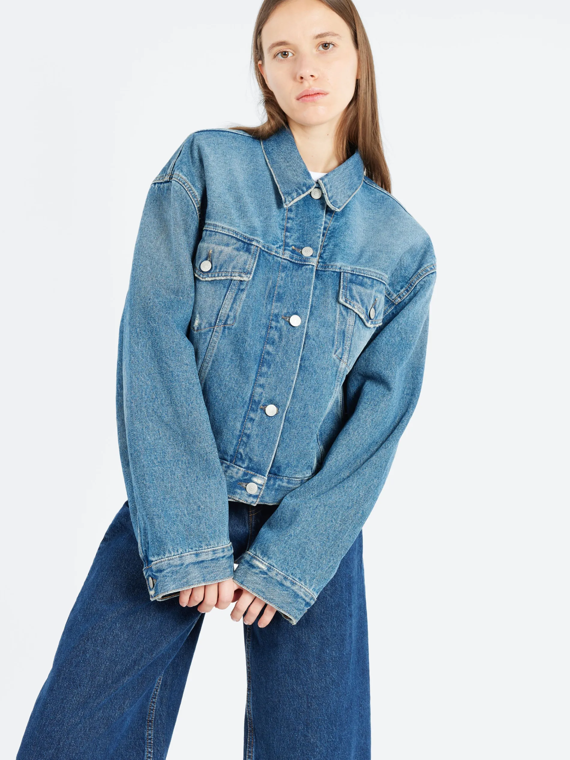 Acne Studios - Collared Button-Up Denim Jacket in Mid Blue