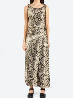 Acne Studios - Dayla Python Satin Dress in Multi Brown