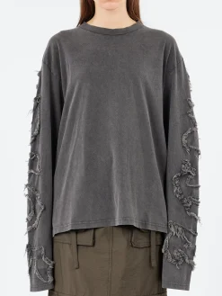 Acne Studios - Edden Goth Logo Long Sleeve Top in Faded Black