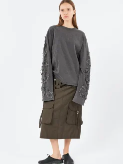 Acne Studios - Edden Goth Logo Long Sleeve Top in Faded Black