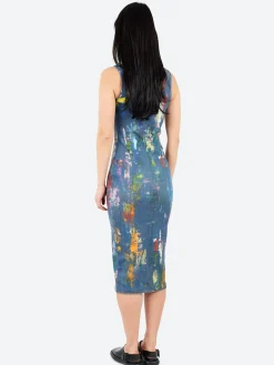 Acne Studios - Enka TLO Pain Daub Midi Dress in Blue and Multi