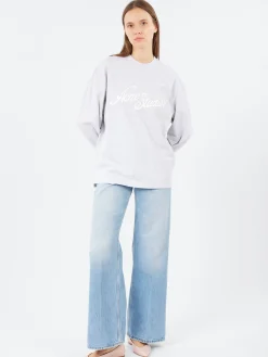Acne Studios - Exford Relaxed Fit Logo Long Sleeve T-Shirt in Pale Grey Melange