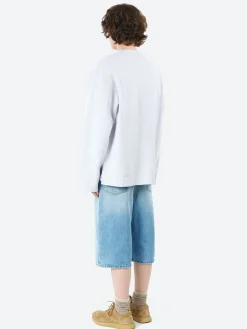 Acne Studios - Exford Relaxed Fit Logo Long Sleeve T-Shirt in Pale Grey Melange