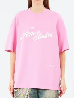 Acne Studios - Exford U Pique Tourist Logo T-Shirt in Bubble Pink