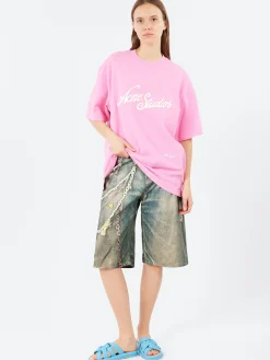 Acne Studios - Exford U Pique Tourist Logo T-Shirt in Bubble Pink