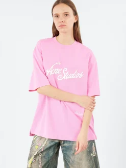 Acne Studios - Exford U Pique Tourist Logo T-Shirt in Bubble Pink