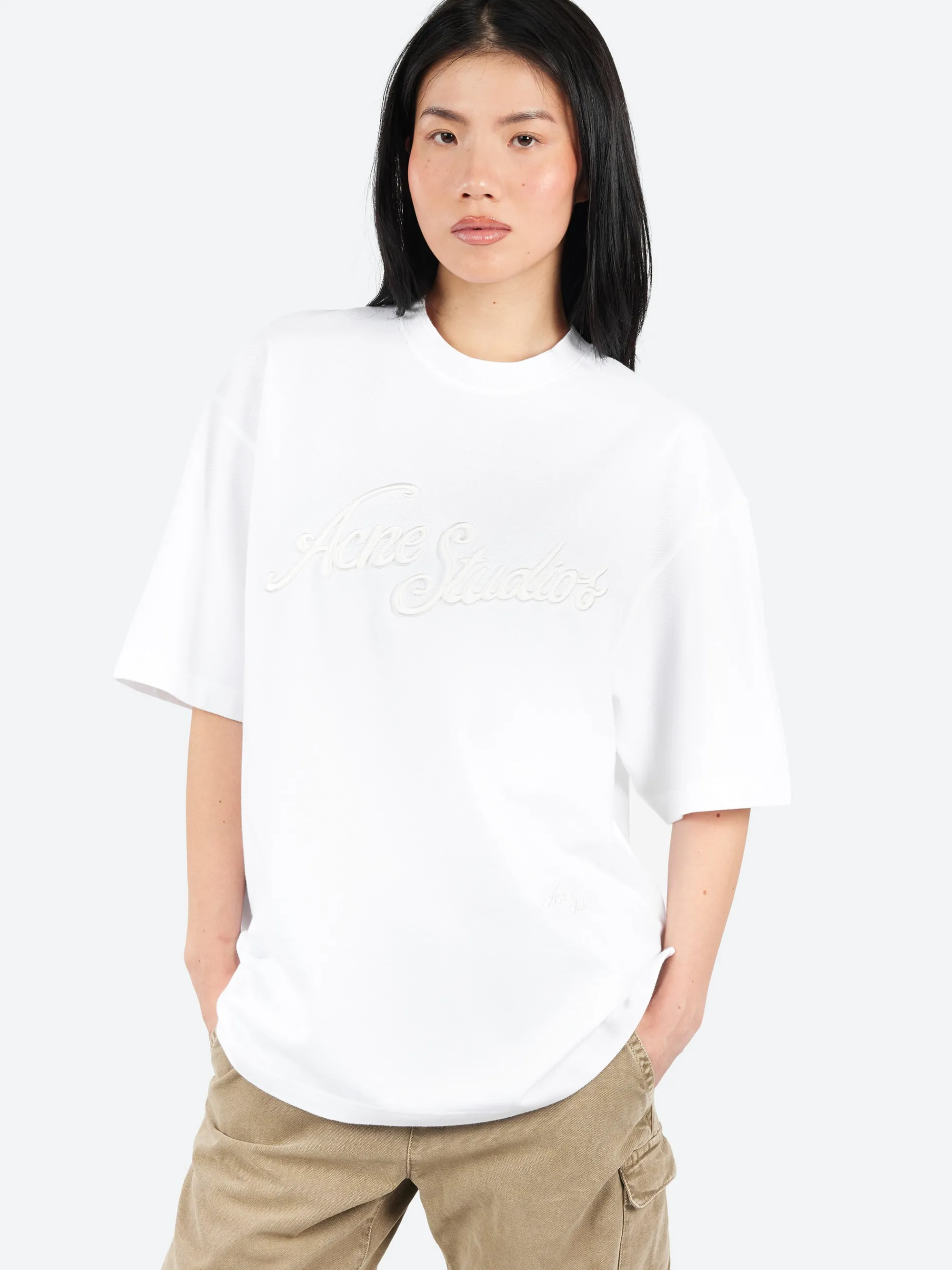 Acne Studios - Exford U Pique Tourist Logo T-Shirt in Optic White