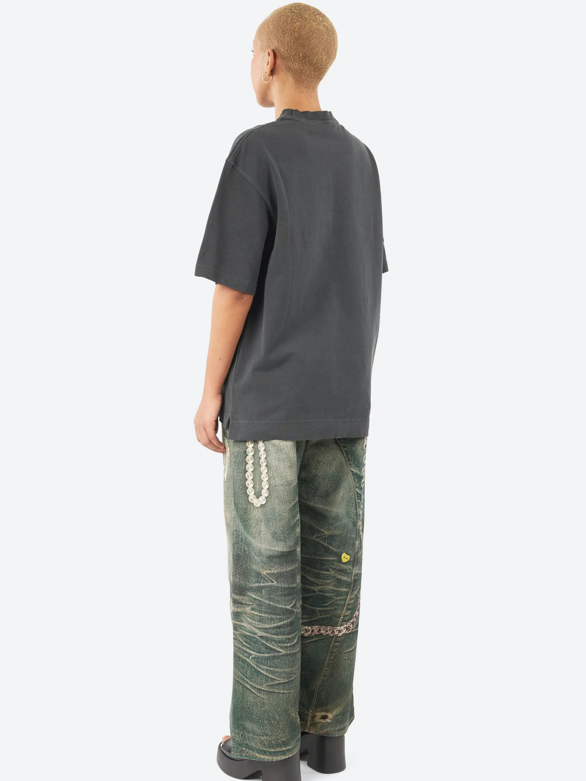 Acne Studios - Exford U Pique Tourist Logo T-Shirt in Faded Black