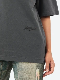 Acne Studios - Exford U Pique Tourist Logo T-Shirt in Faded Black