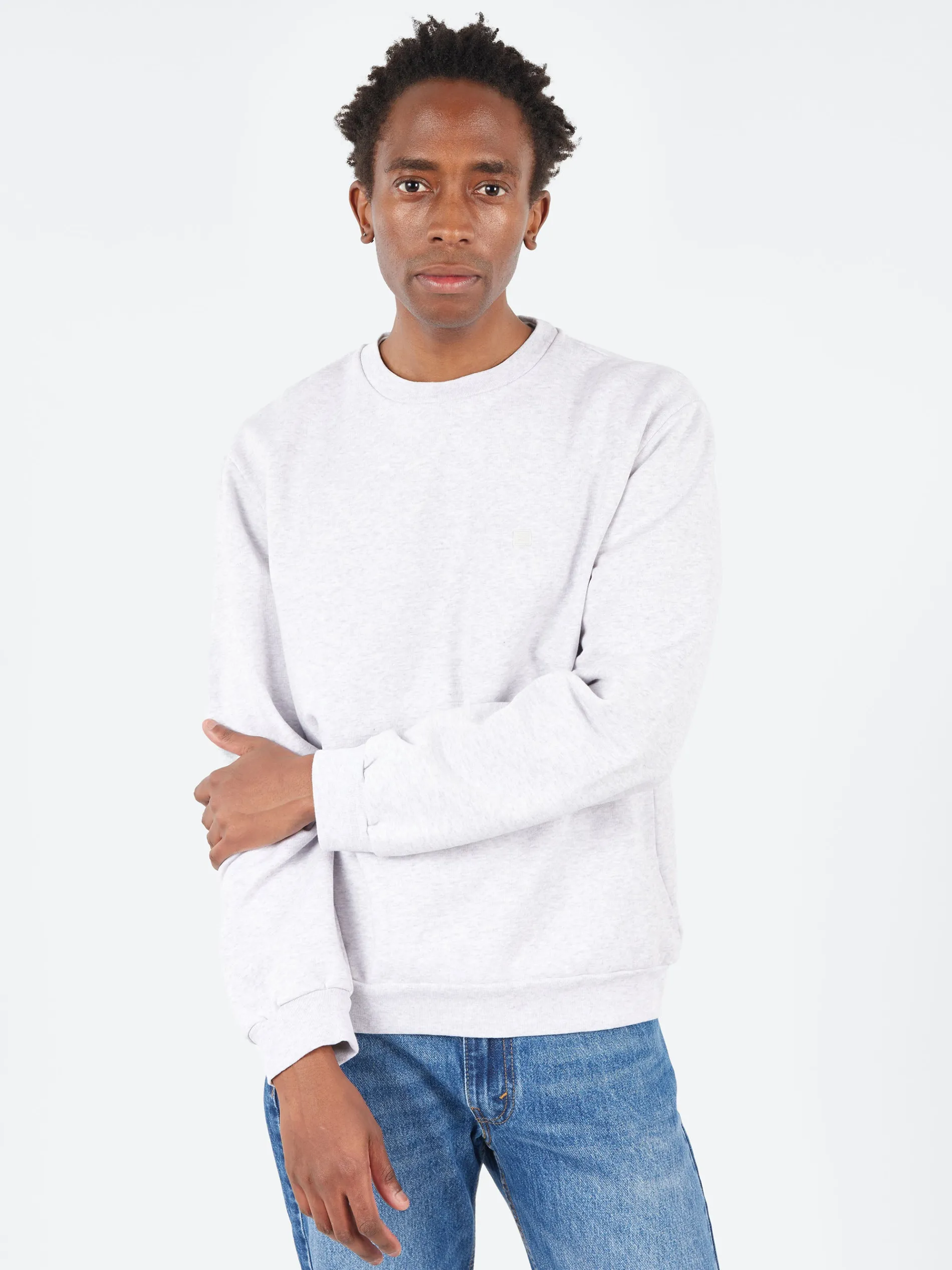 Acne Studios - Faihra U Face Crew Neck Sweatshirt in Pale Grey