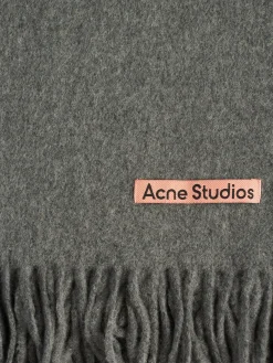 Acne Studios - Fringe Wool Scarf in Grey Melange