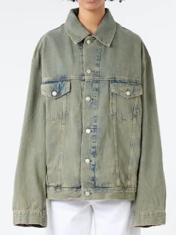 Acne Studios - Kataya U Delta Denim Jacket in Blue and Beige
