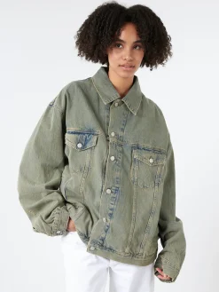 Acne Studios - Kataya U Delta Denim Jacket in Blue and Beige