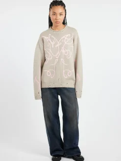 Acne Studios - Kawll Cyber Logo Crewneck in Beige and Grey