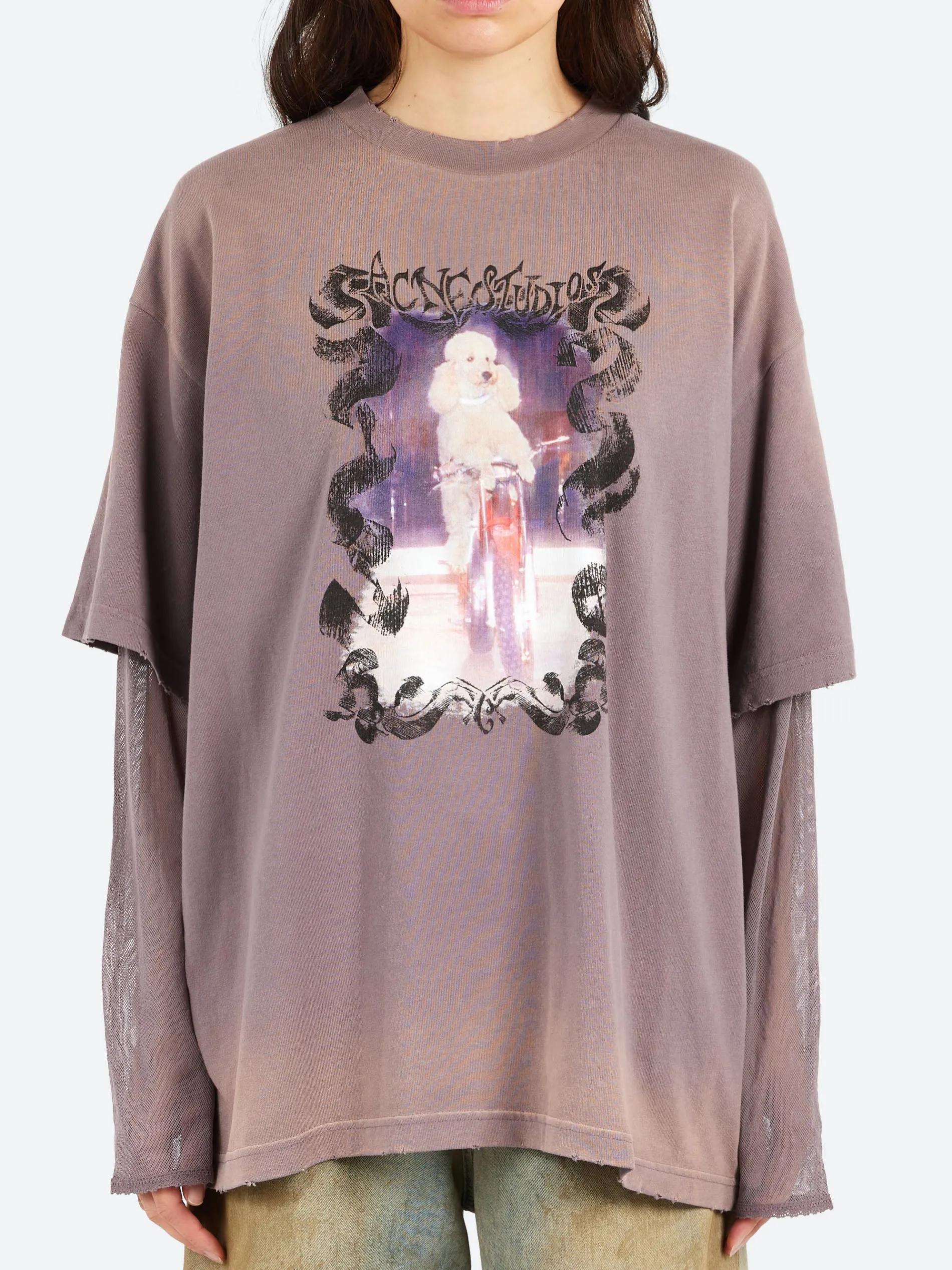 Acne Studios - Layered Print T-Shirt in Dark Mauve