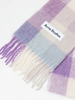 Acne Studios - Mohair Checked Scarf in Lilac and White