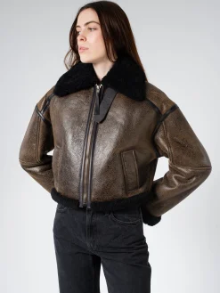 Acne Studios - New Lete Shearling Jacket in Dark Brown and Black