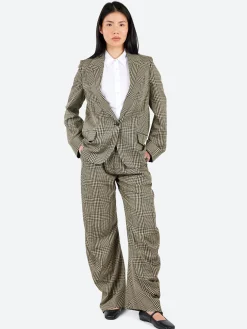 Acne Studios - Pevaya Steward Plaid Summer Tailored Trousers in Multi Brown