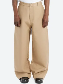 Acne Studios - Plass Double Cotton Twill Trousers in Khaki Beige