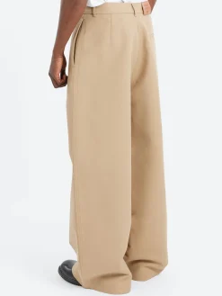 Acne Studios - Plass Double Cotton Twill Trousers in Khaki Beige