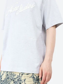 Acne Studios - Relaxed Fit Logo T-Shirt in Pale Grey Melange