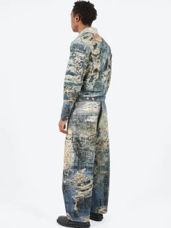 Acne Studios - Rye Tlo Torn Scribble Denim Jacket in Mid Blue