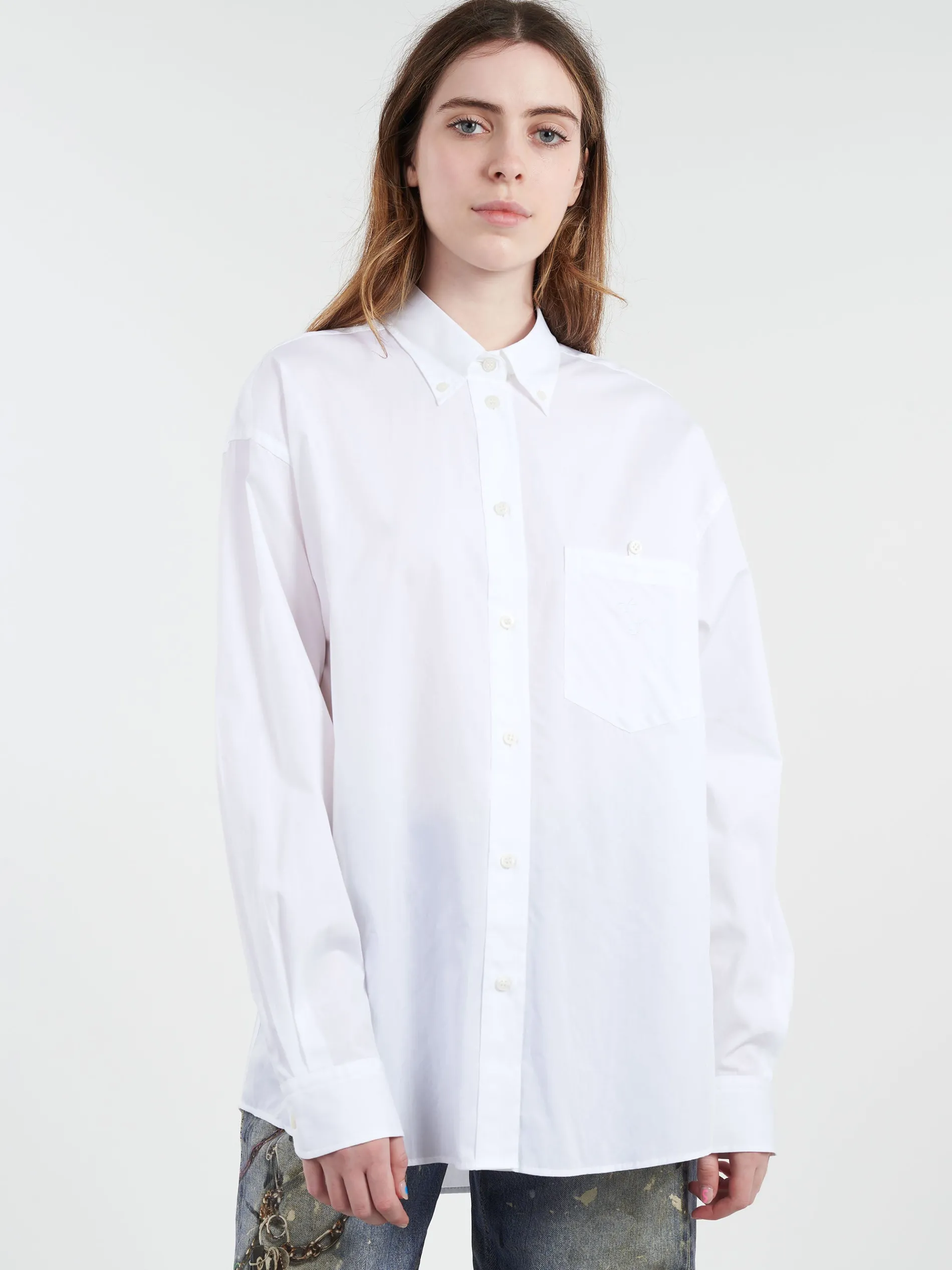 Acne Studios - Suleing Melange Cotton Poplin Button-Up Shirt in White