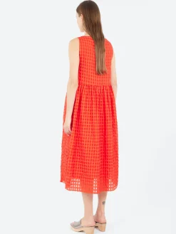 Aequamente - 25141 Seersucker Dress in Pomodoro