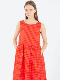 Aequamente - 25141 Seersucker Dress in Pomodoro