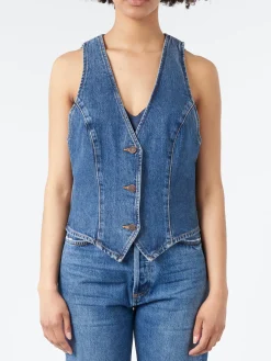 AGOLDE - Halter Vest in Ambition (Indigo)