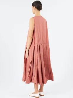 Album Di Famiglia - Pleated Sleeveless Dress TC in Coral