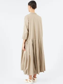 Album di Famiglia - Pleated Collar Dress TC in Stone