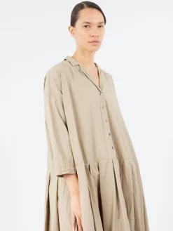 Album di Famiglia - Pleated Collar Dress TC in Stone