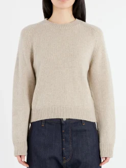 &Daughter - Plain Saddle Sleeve Crewneck in Beige