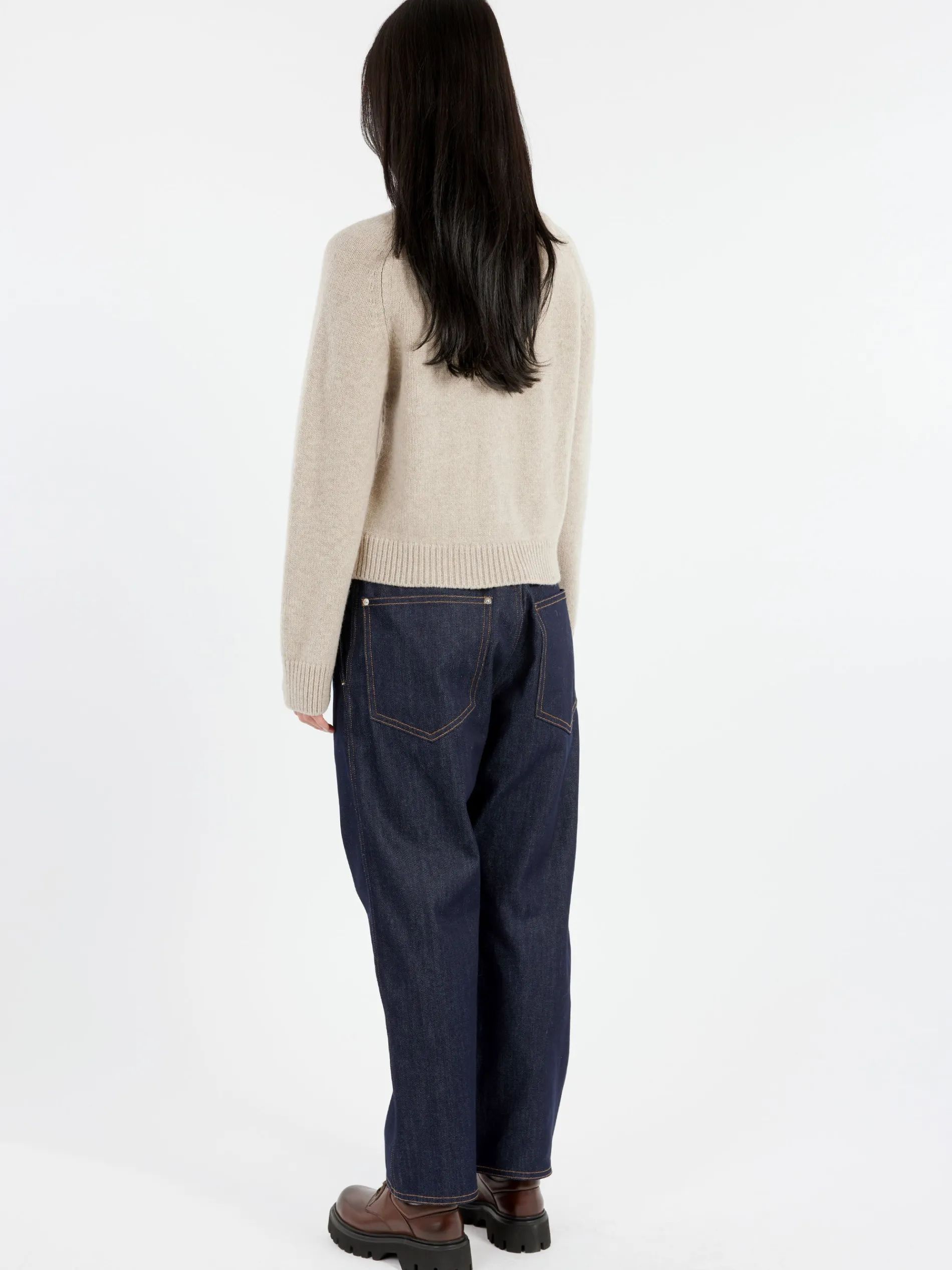 &Daughter - Plain Saddle Sleeve Crewneck in Beige