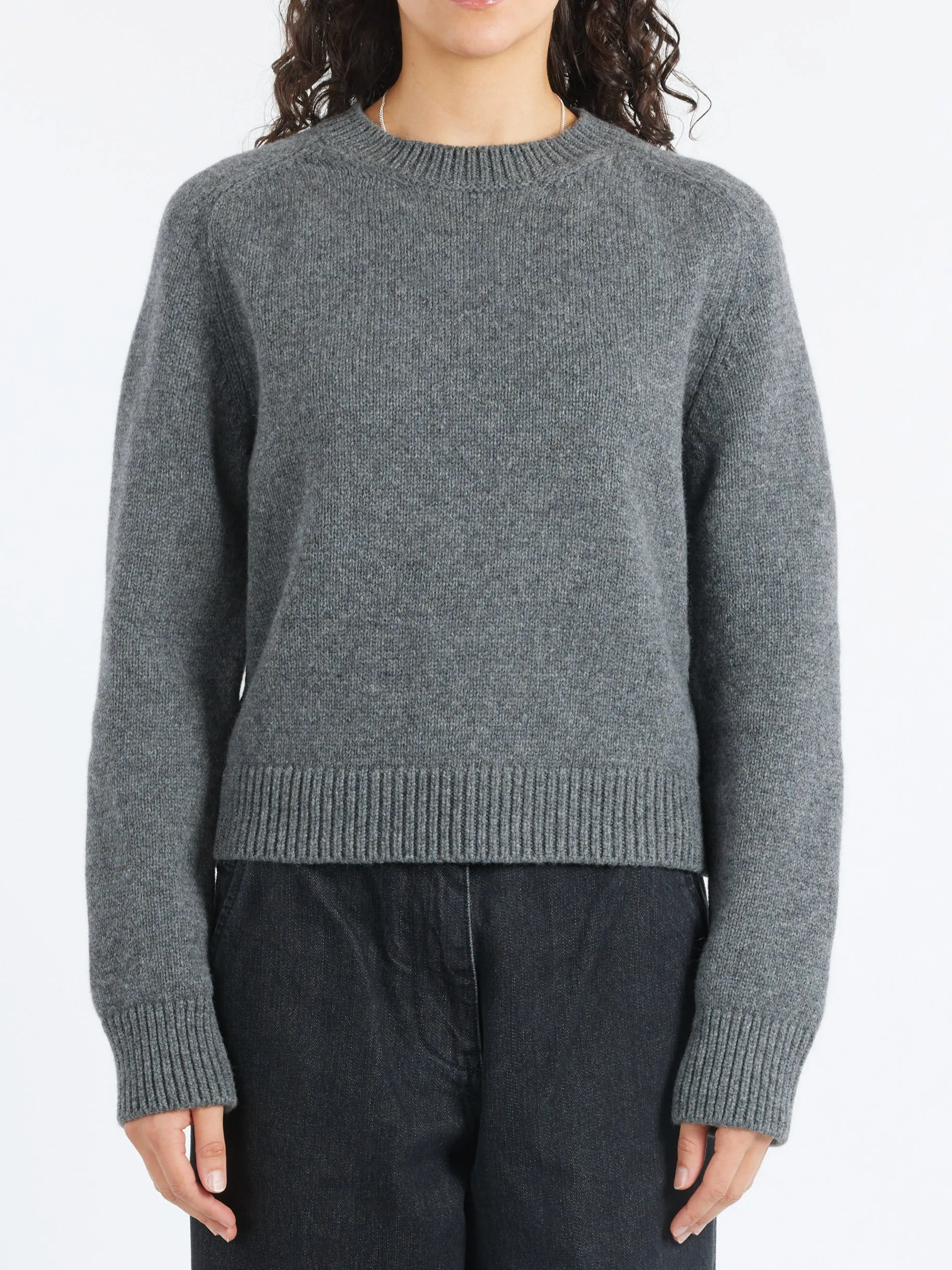 &Daughter - Plain Saddle Sleeve Crewneck in Derby Grey