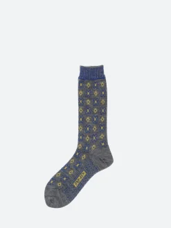 Antipast - Flower Grid Crew Sock in Mix Grey