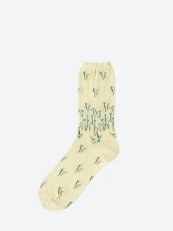 Antipast - Full Fry Flower Crew Sock in Lime