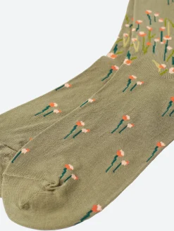 Antipast - Full Fry Flower Crew Sock in Khaki