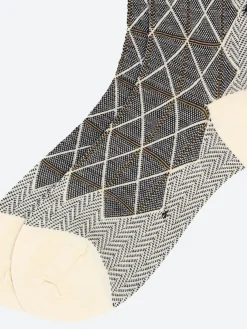 Antipast - Grid and Star Crew Sock in Ivory