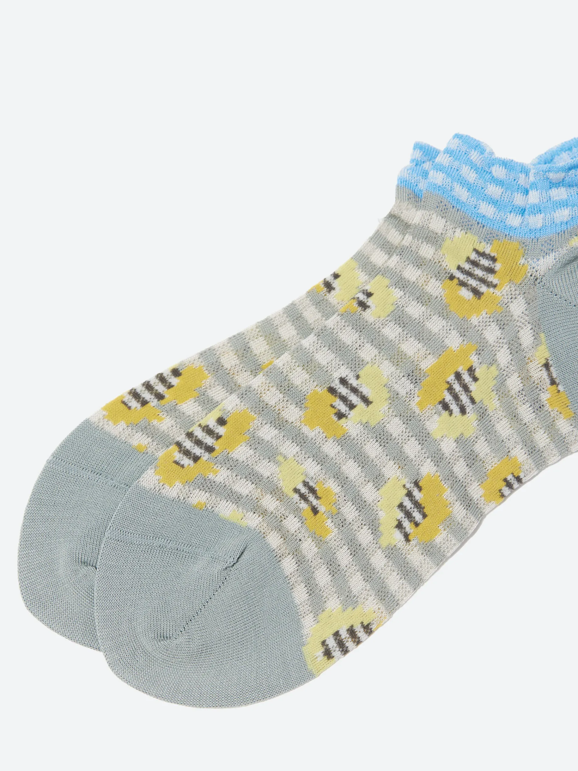 Antipast - Jungle Check Short Socks in Light Grey