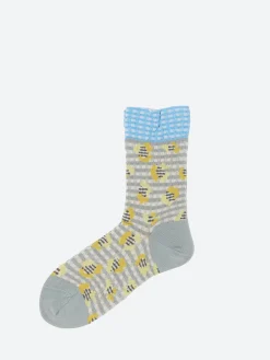Antipast - Jungle Check Socks in Light Grey
