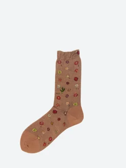 Antipast - Polka Flower Socks in Brown