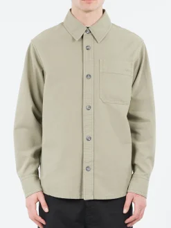 A.P.C. - Basile Brodée Poitrine Overshirt in Gray Green