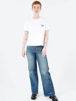 A.P.C. - Boxy Rue Madame T-Shirt in White and Dark Navy