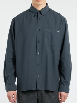 A.P.C. - Mateo Logo Shirt in Steel Blue