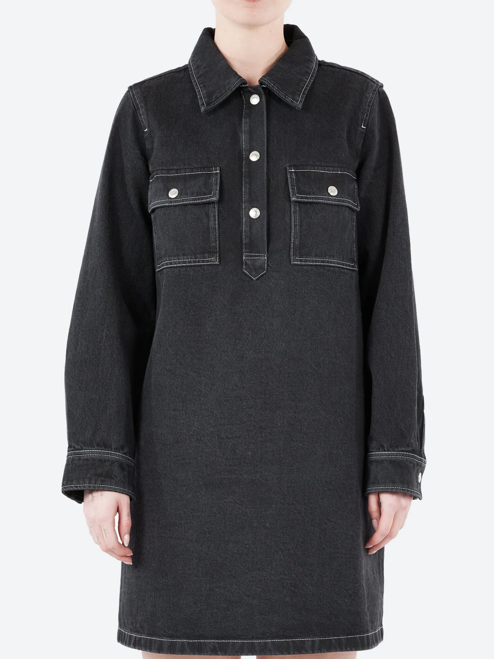 A.P.C. - Mia Dress in Noir Delave